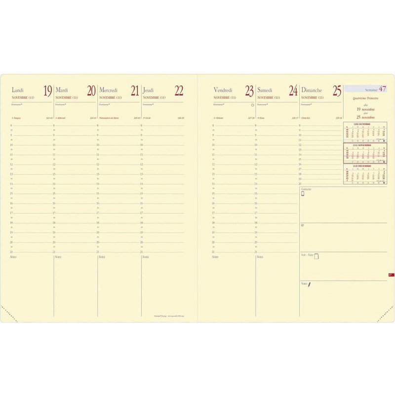 Agenda Quo Vadis Président Prestige semainier - année 2027 - 21 x 27 cm