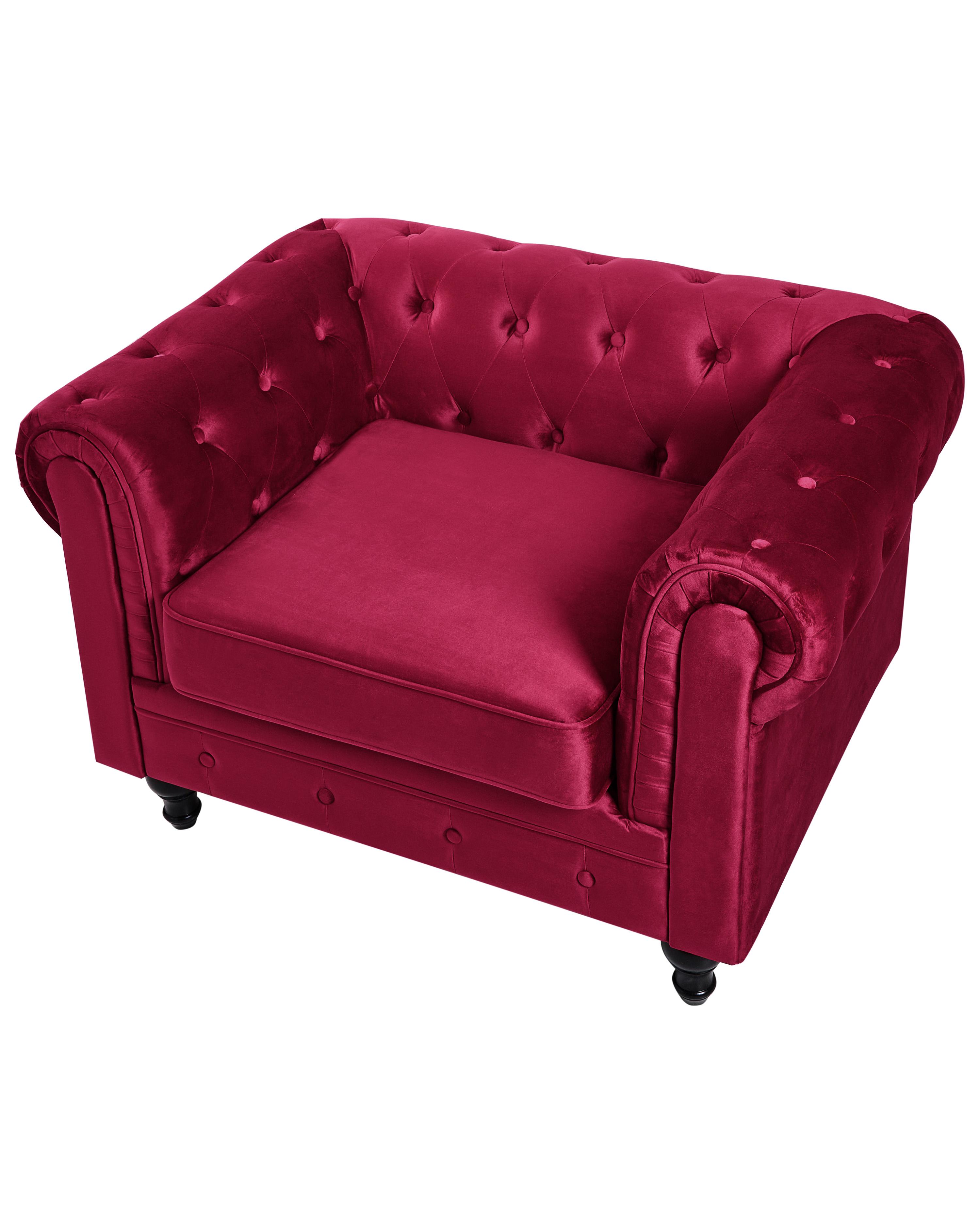 Fauteuil CHESTERFIELD Fluweel Bordeauxrood