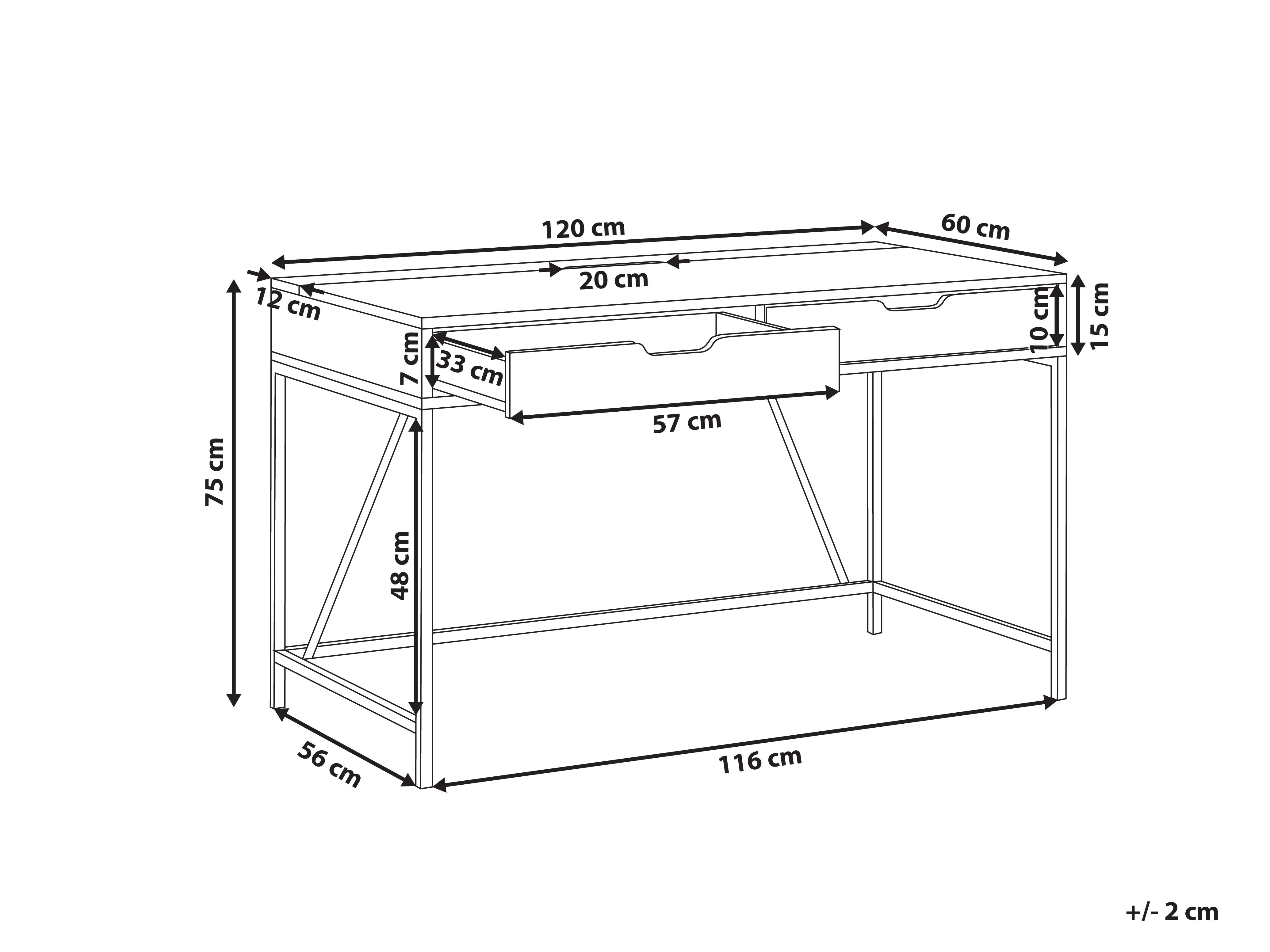 Bureau JENA Zwart 120 cm 60 cm met lades