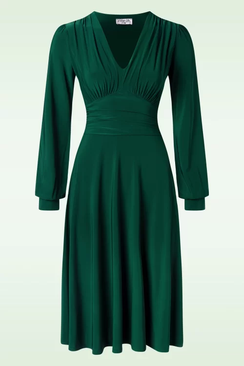 Vintage Chic for Topvintage Chanti Slinky swing jurk in donkergroen
