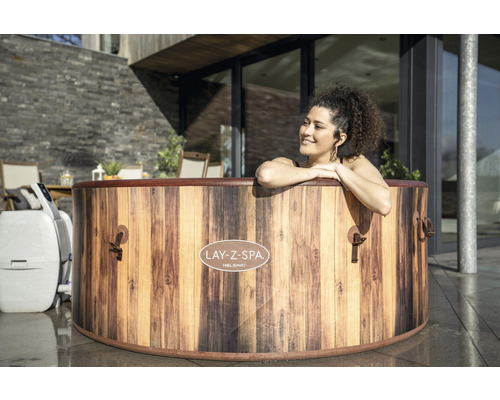 Bestway® LAY-Z-SPA® Helsinki AirJet™ opblaasbare hottub met 180 luchtjets, multifunctionele pomp, geïntegreerde verwarmingsfunctie en afsluitbare thermische afdekking, bruin