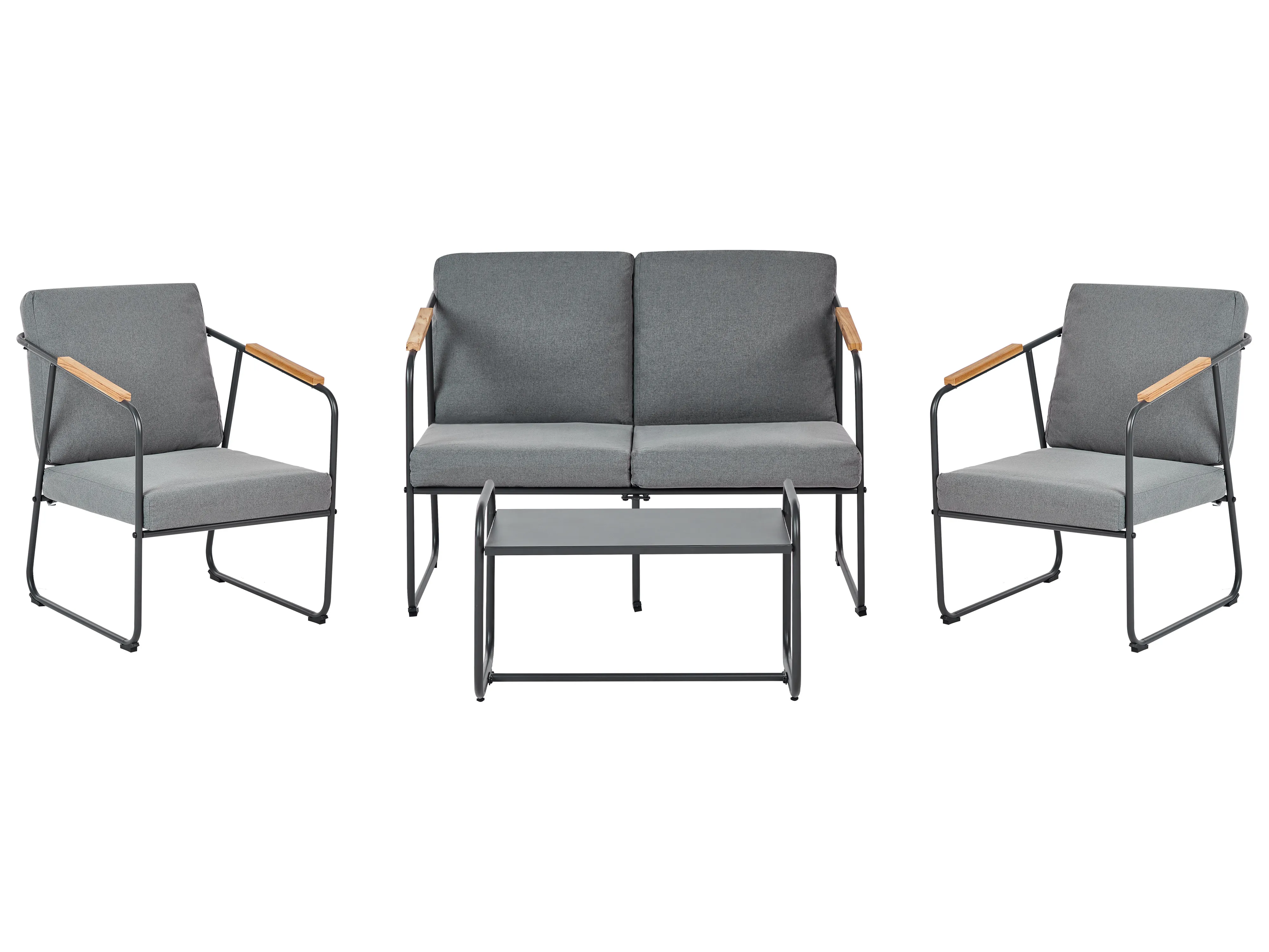 Loungeset met tafel 4-zits VEZZANA Metaal Grijs