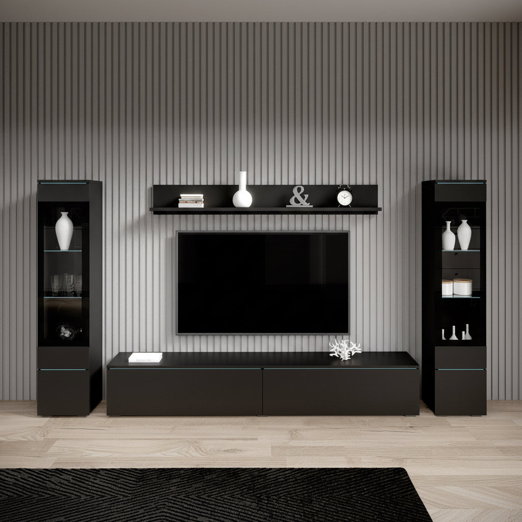 Variety - Wandmeubel - Zwart - 180x33x132 cm