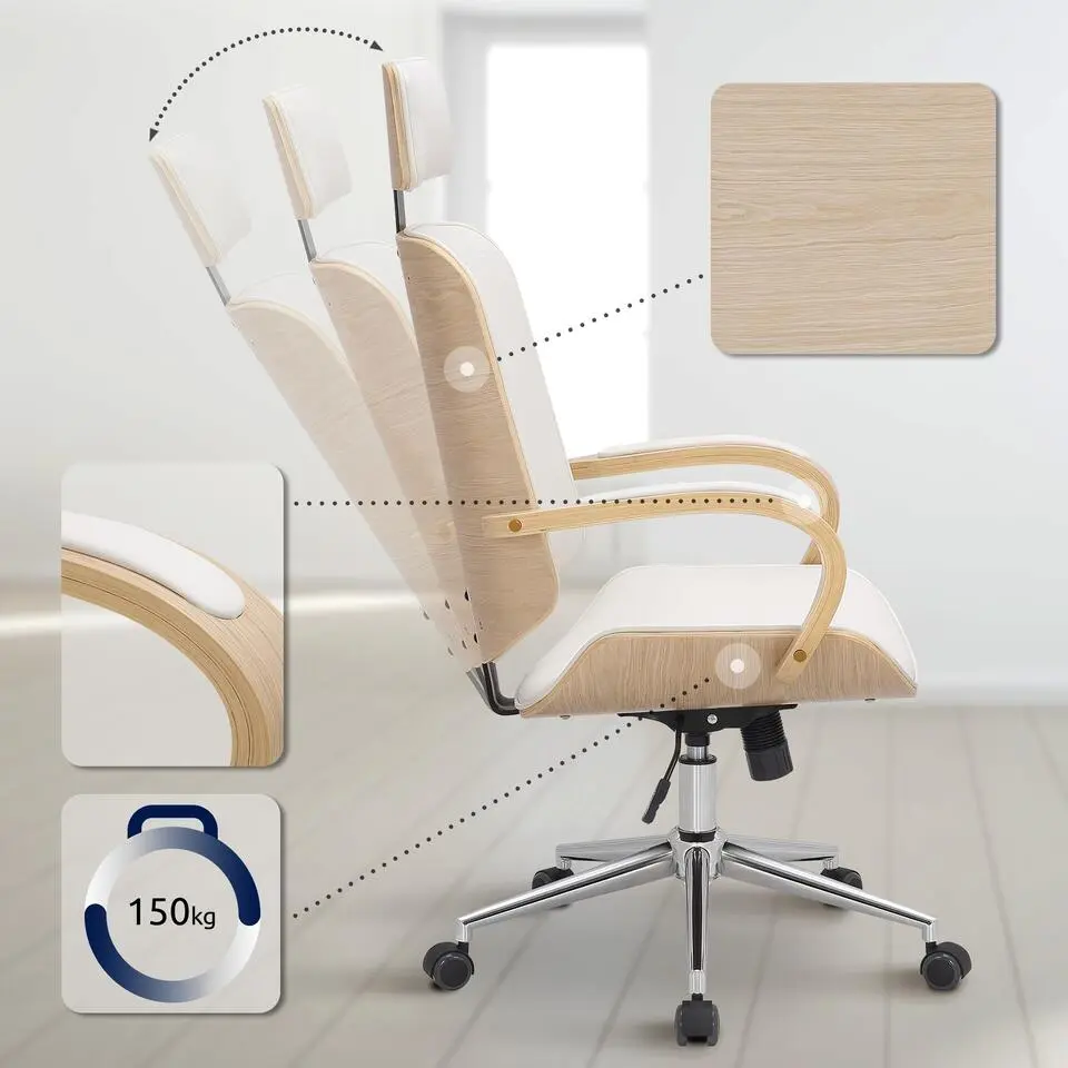 CLP Bureaustoel Dayton chroom Frame - Kunstleer - natura/wit