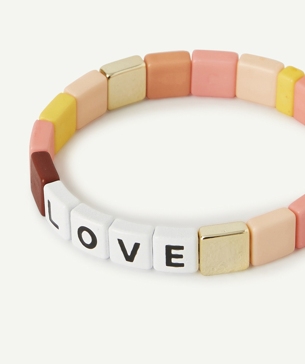LE BRACELET EN PERLES PLATES COLORÉES ET MESSAGE