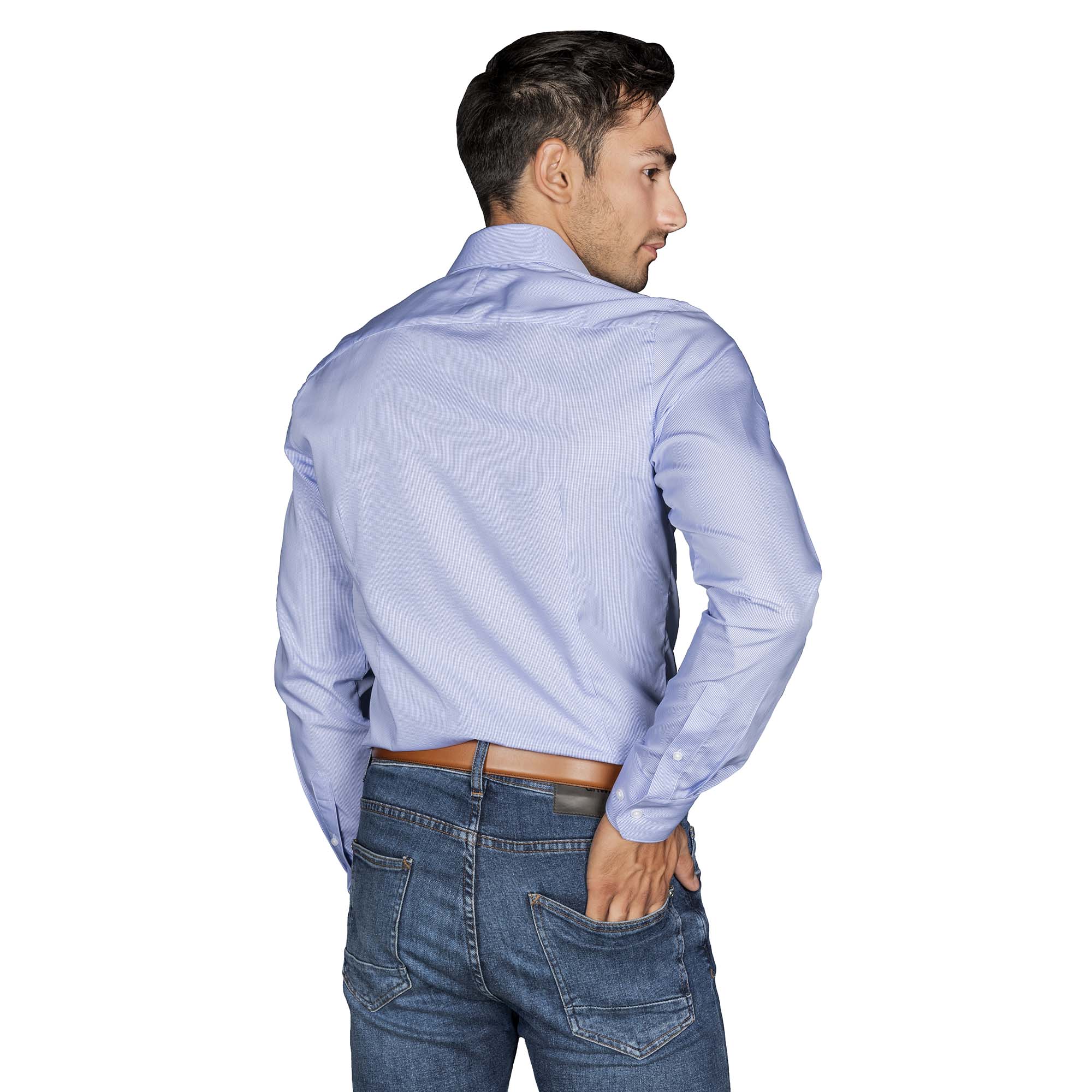 Chemise cintrée sans repassage micro-vichy