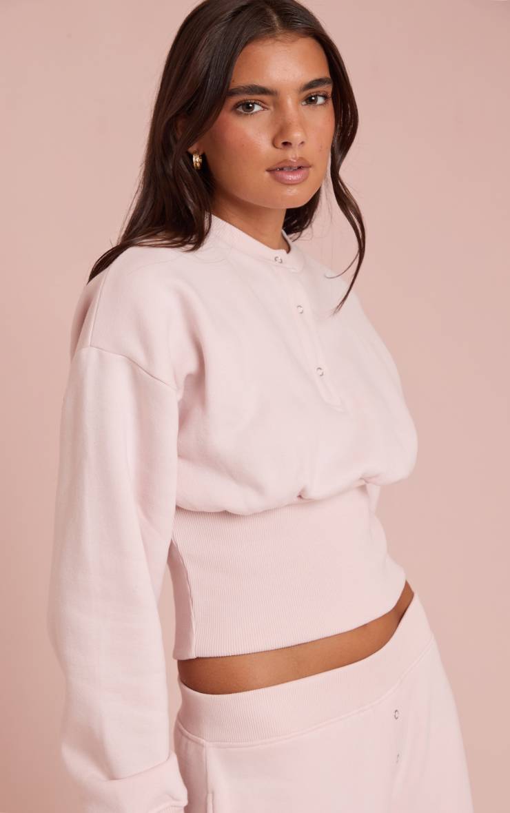 Rose Bébé Sweat-shirt Cintré À Boutons