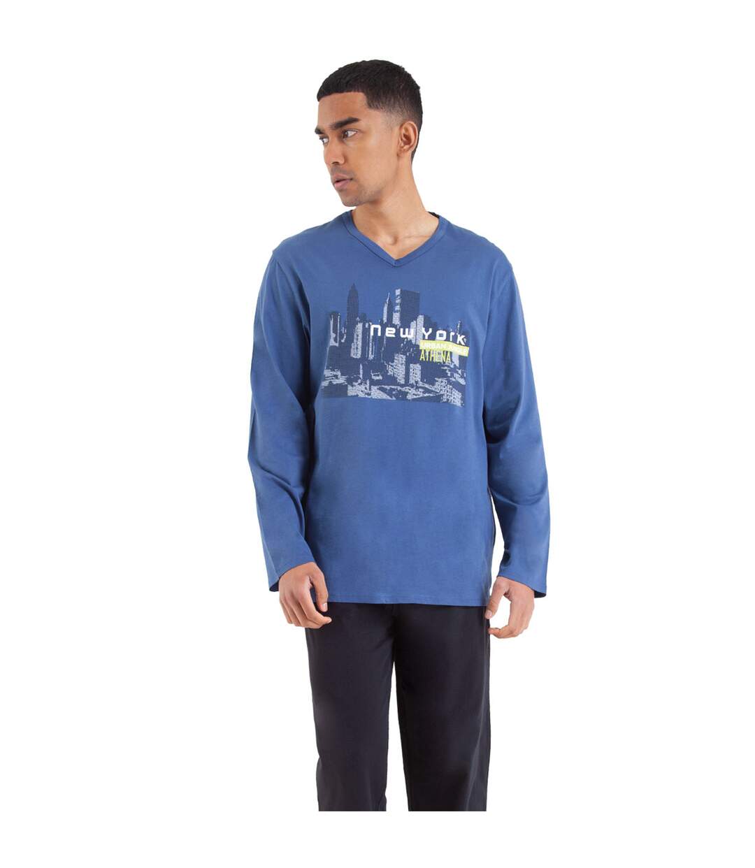 Pyjama long col V homme Nightwear