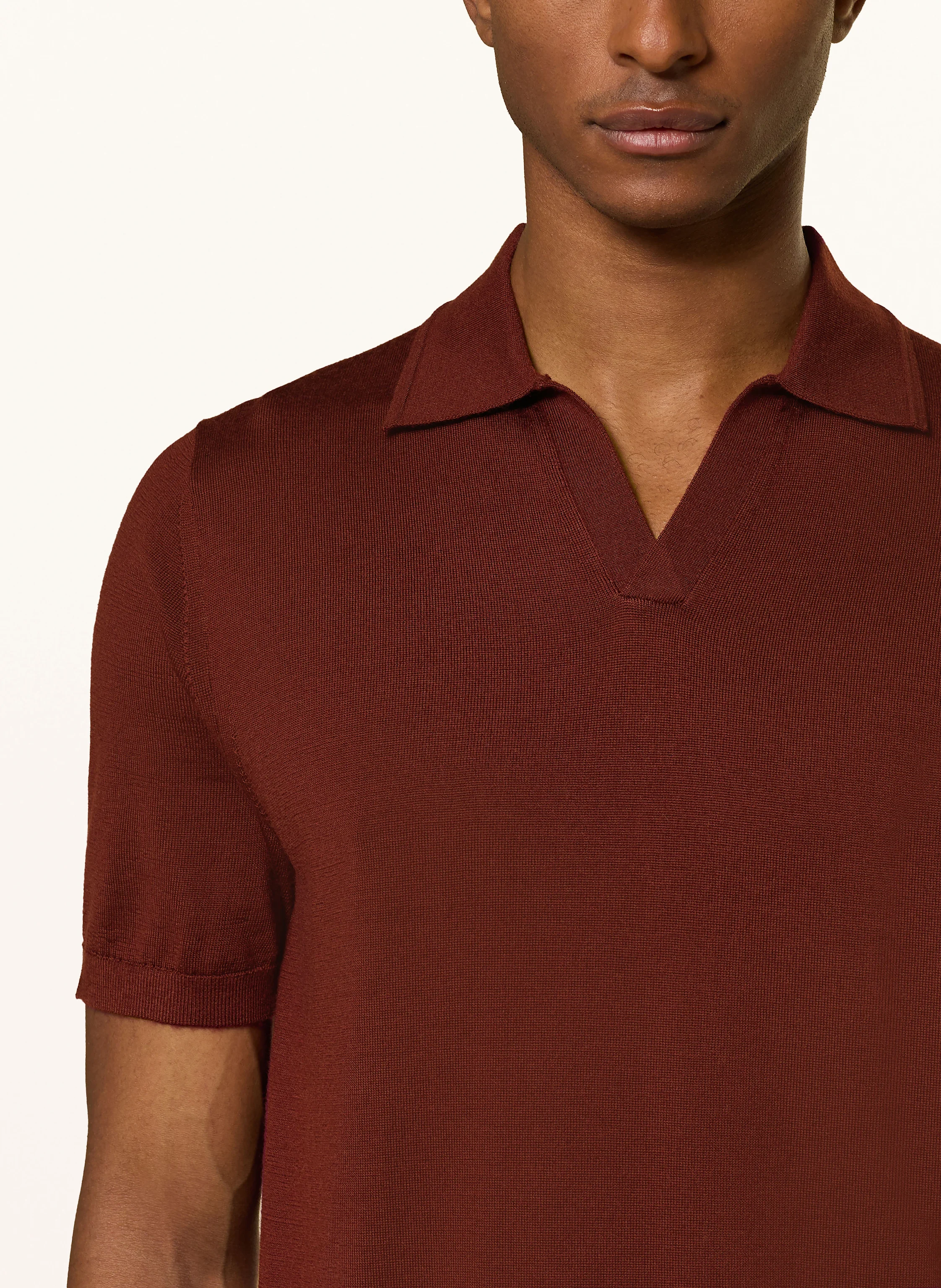 REISS Strick-Poloshirt aus Merinowolle