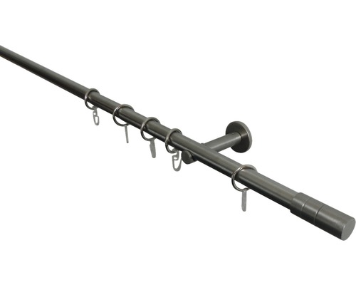 Gordijnroedeset, cilinder, RVS-look, 120 cm Ø 20 mm