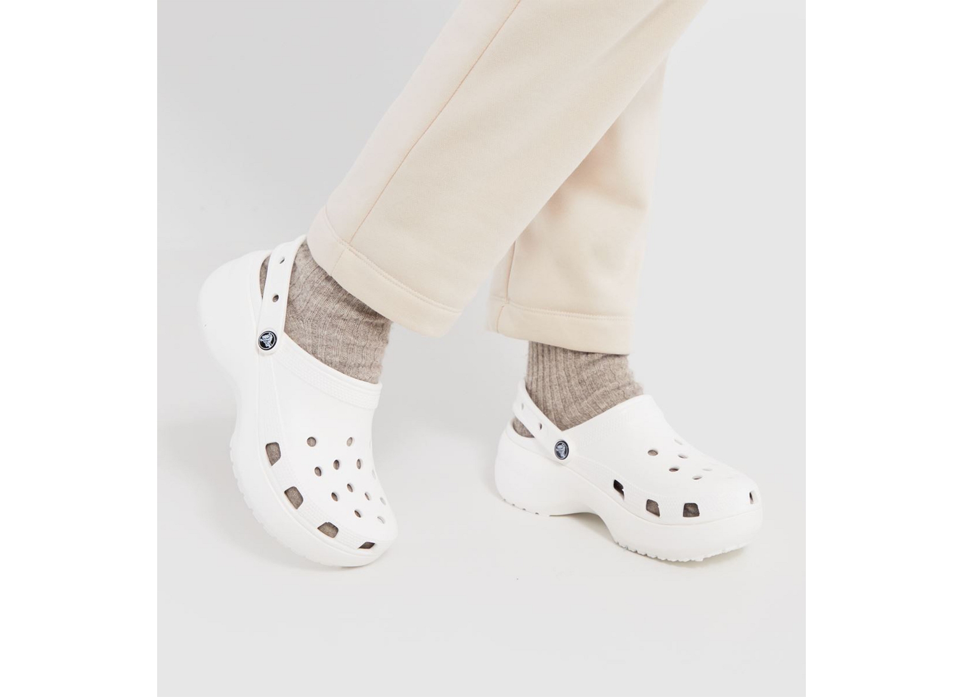 Classic platform clog blanc