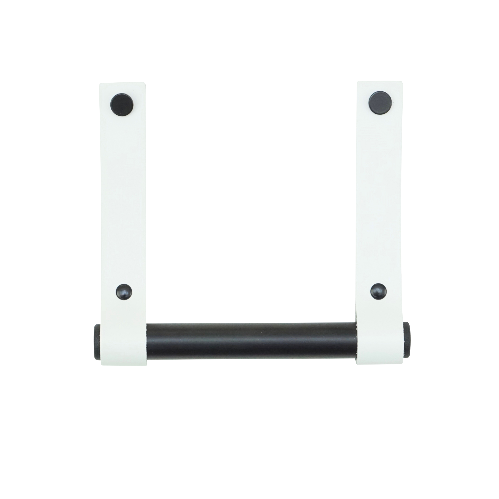Leren toiletrolhouder (roldrager: zwart metaal) Wit