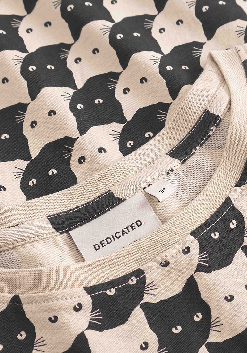 Dedicated T-Shirt Visby Pepita Cats White