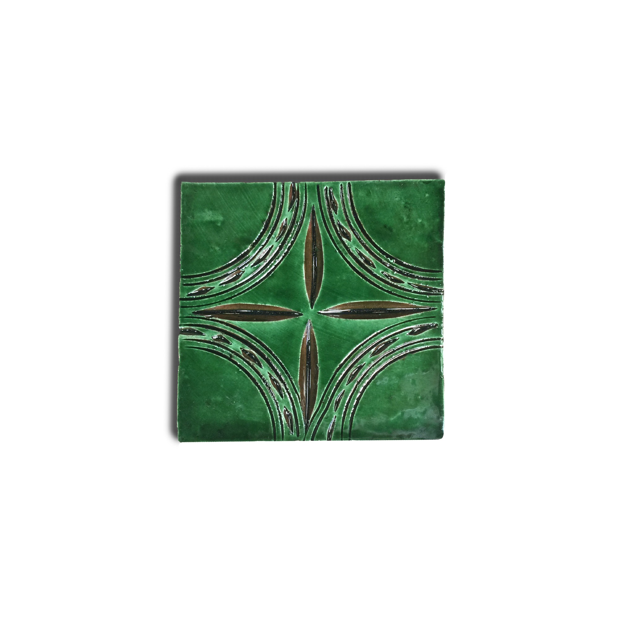 Kachel croix vert, T 10 cm, B 10 cm, H 1 cm von fischer's lagerhaus