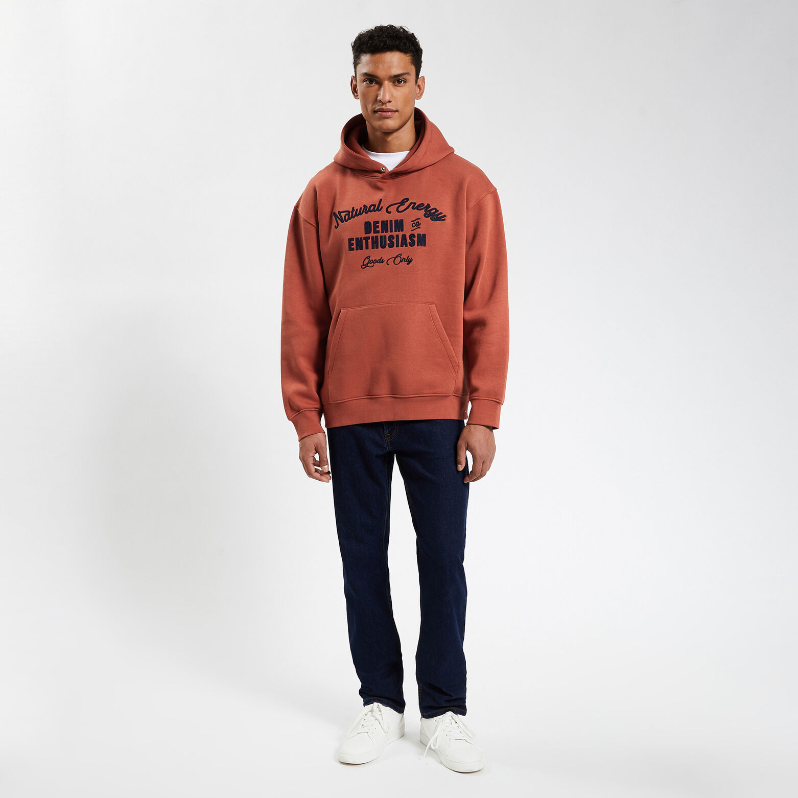 Sweat à capuche brodé Orange
