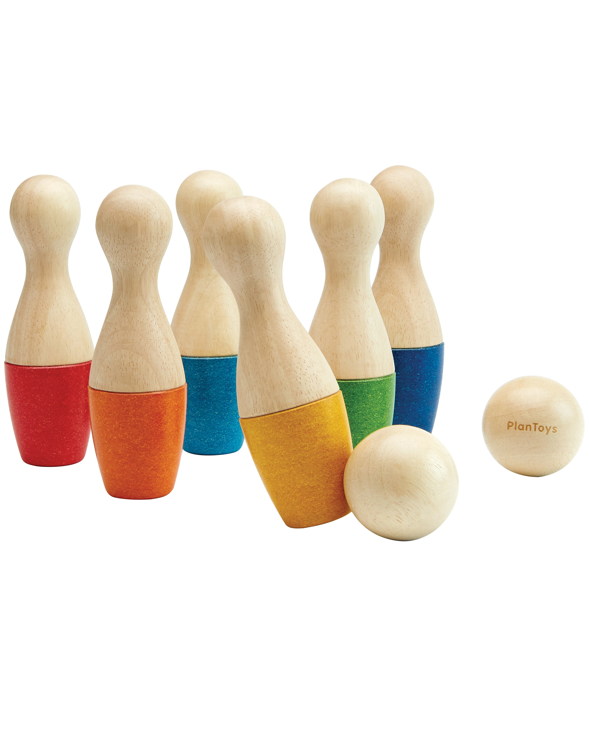 Holz-Bowlingset REGENBOGEN 8-teilig