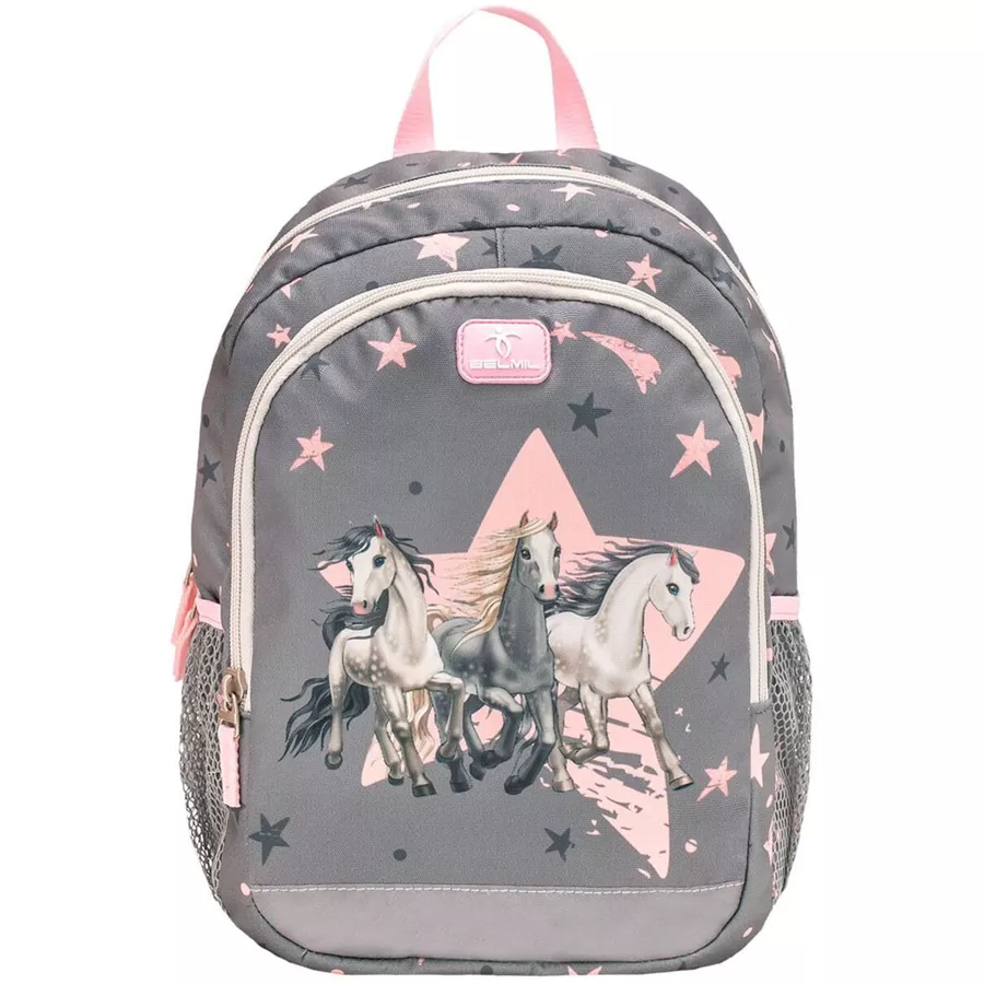 Belmil Kindergartenrucksack Kiddy Plus Kindergartenrucksack für 3-6 Jährige Kinder mit Brustgurt Star Horses