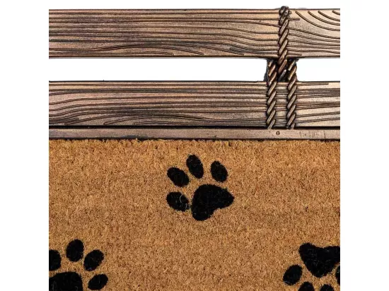 Tapis en caoutchouc et fibres naturelles imprimé traces marron 75x45