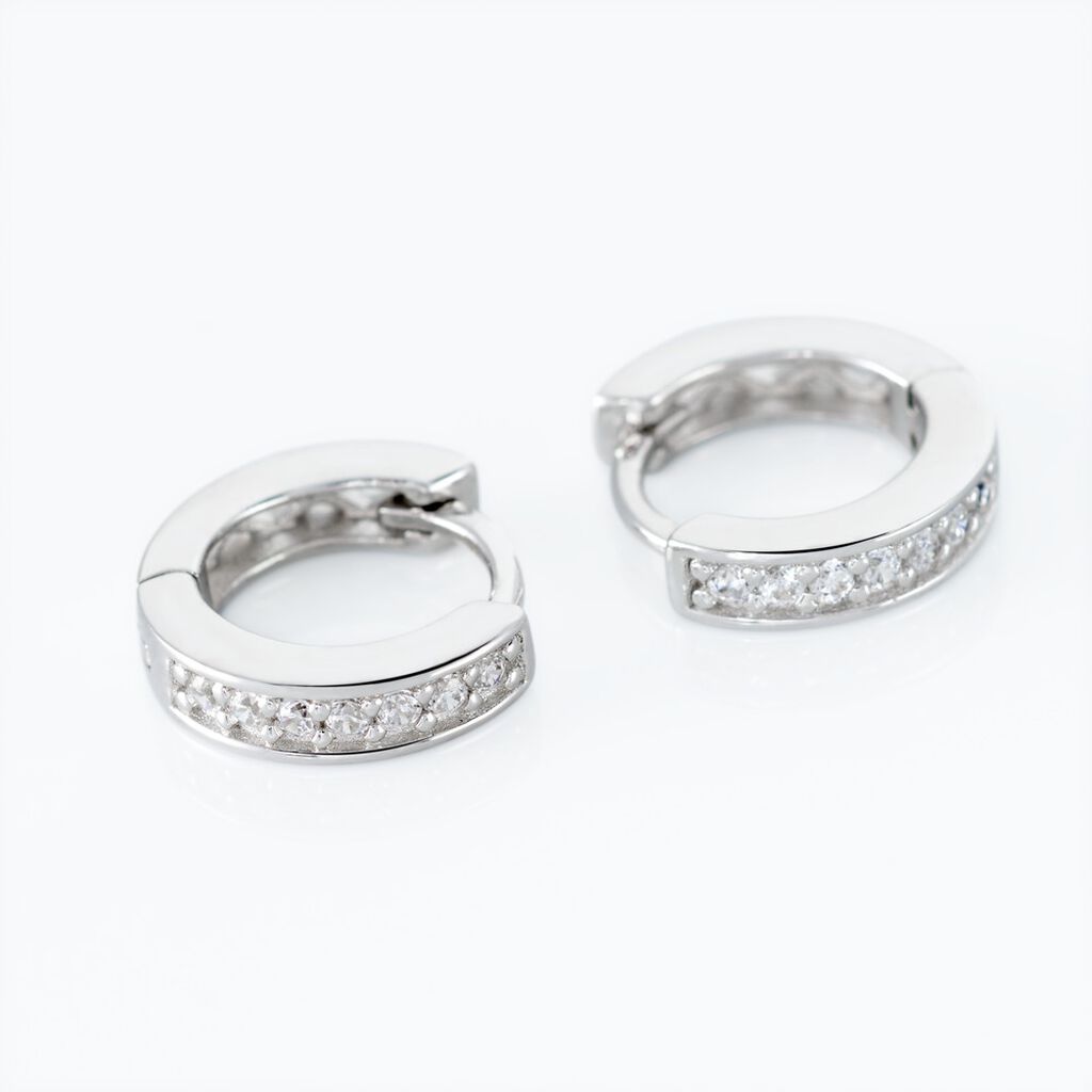 Créoles Alexa Argent Blanc Oxyde De Zirconium