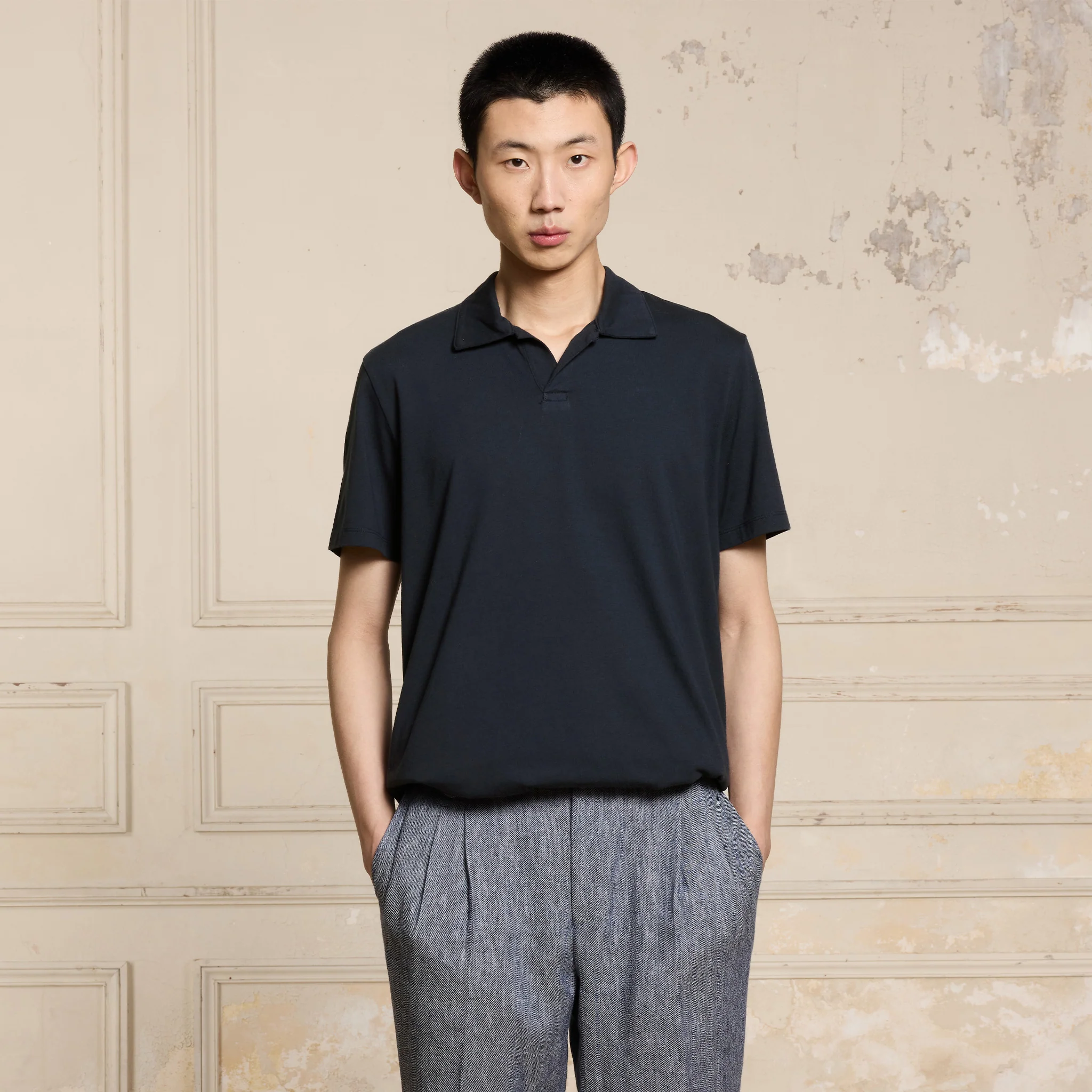 Navy Supima cotton polo shirt