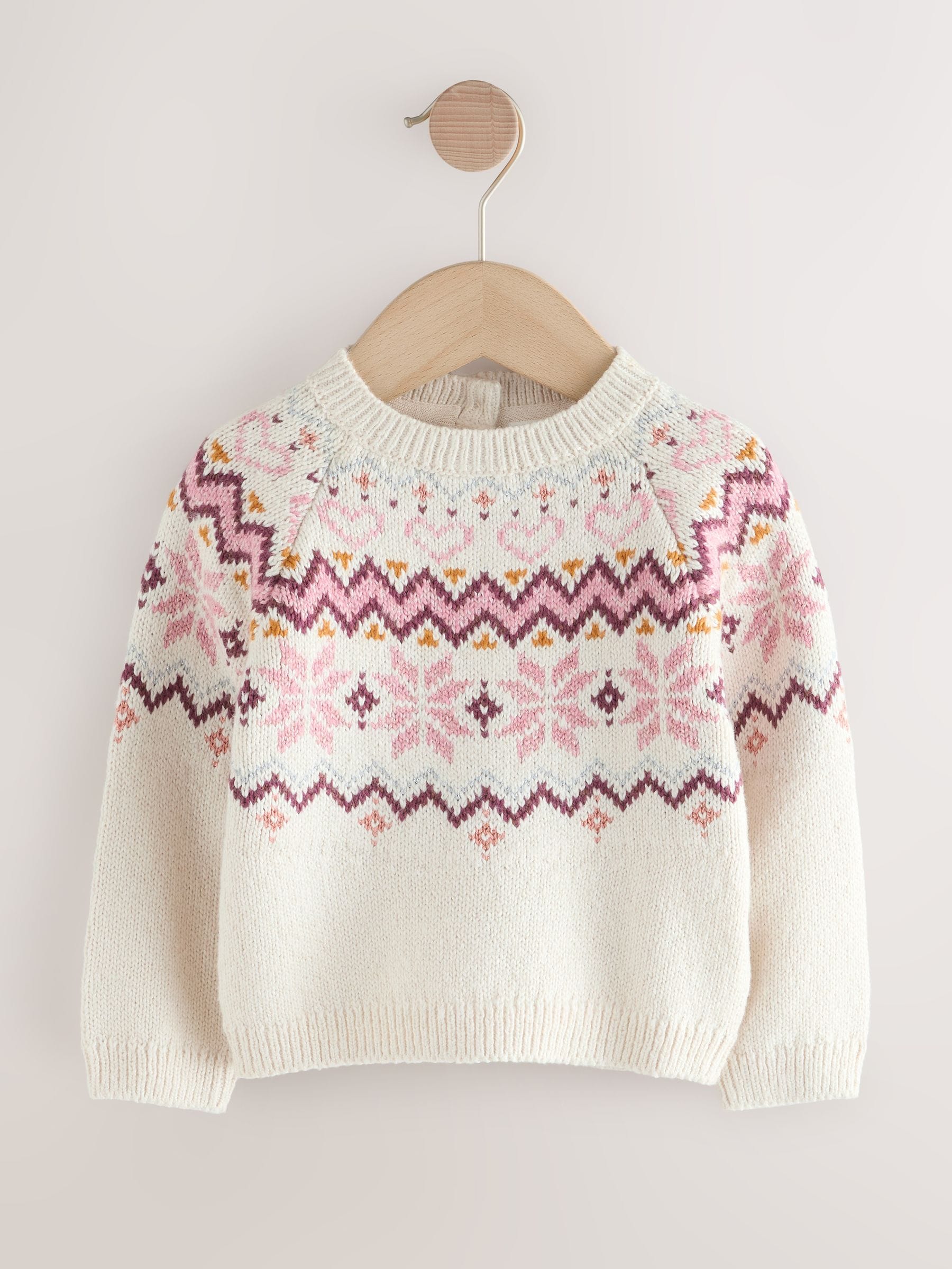 Ecru - Fair Isle-kersttrui (3mnd-7jr)