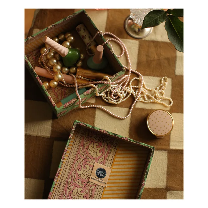 Doing Goods Boîtes carrées Emma en bois et coton - set de 2 | Vert