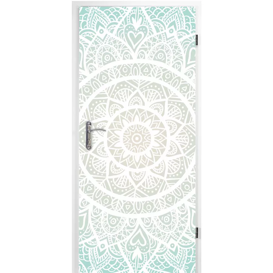 Nikima Türbild TB-19 selbstklebendes Türbild – Mandala Klebefolie Türposter bunt