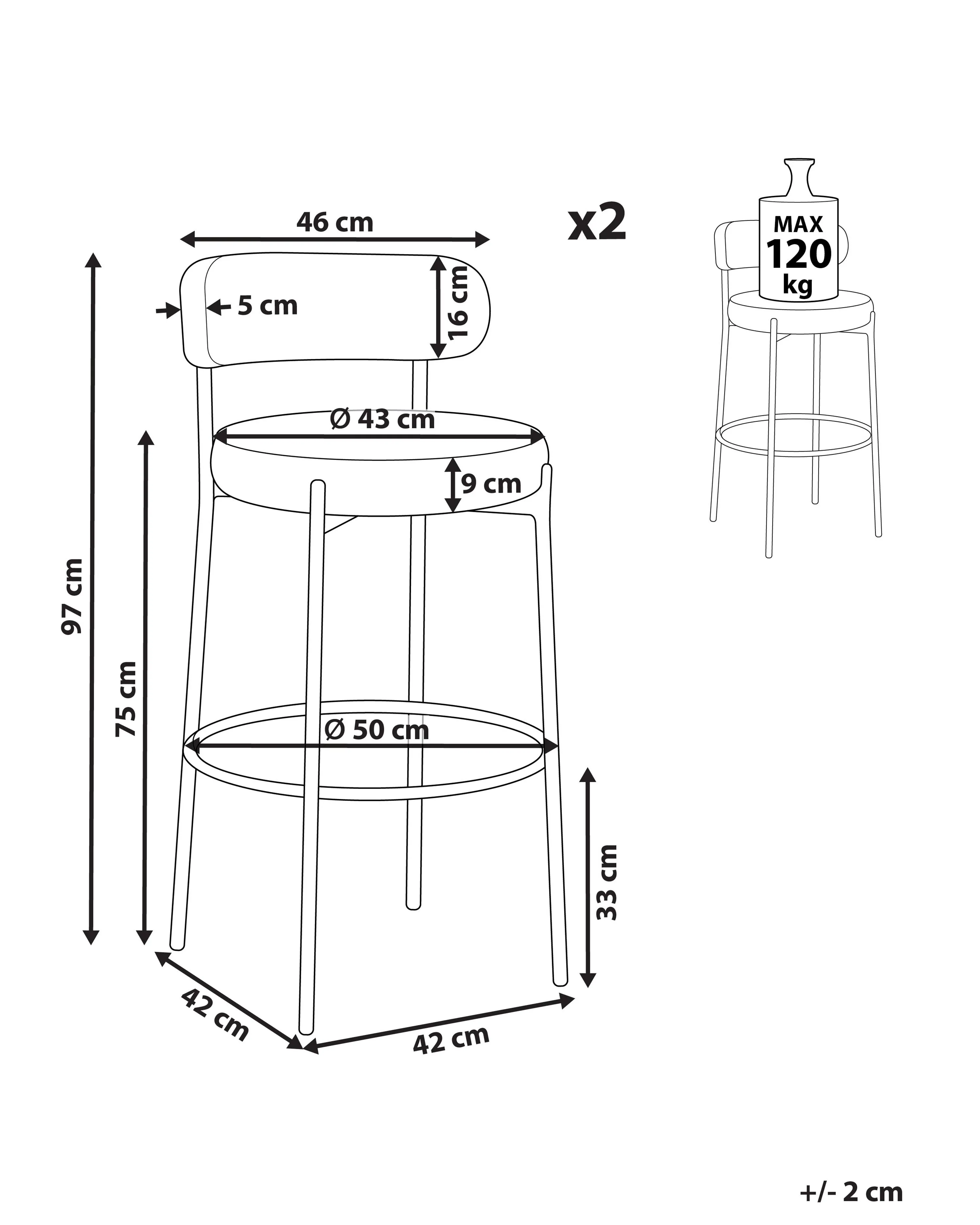 Set van 2 barstoelen ALLISON Bouclé Zwart