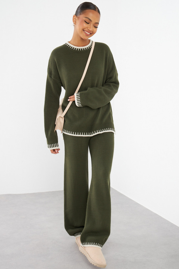 Ensemble 2 pièces pull + pantalon kaki