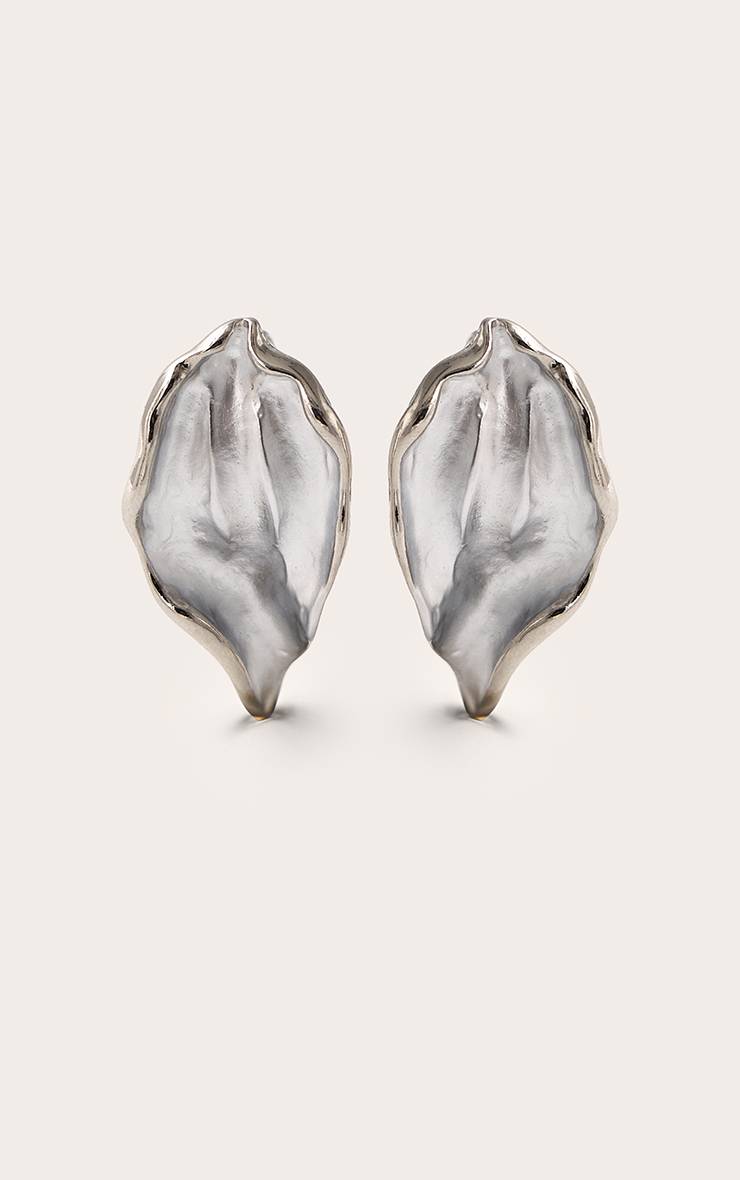 Argenté Boucles D'oreilles Clous Pétales De Perles À Dos Argenté