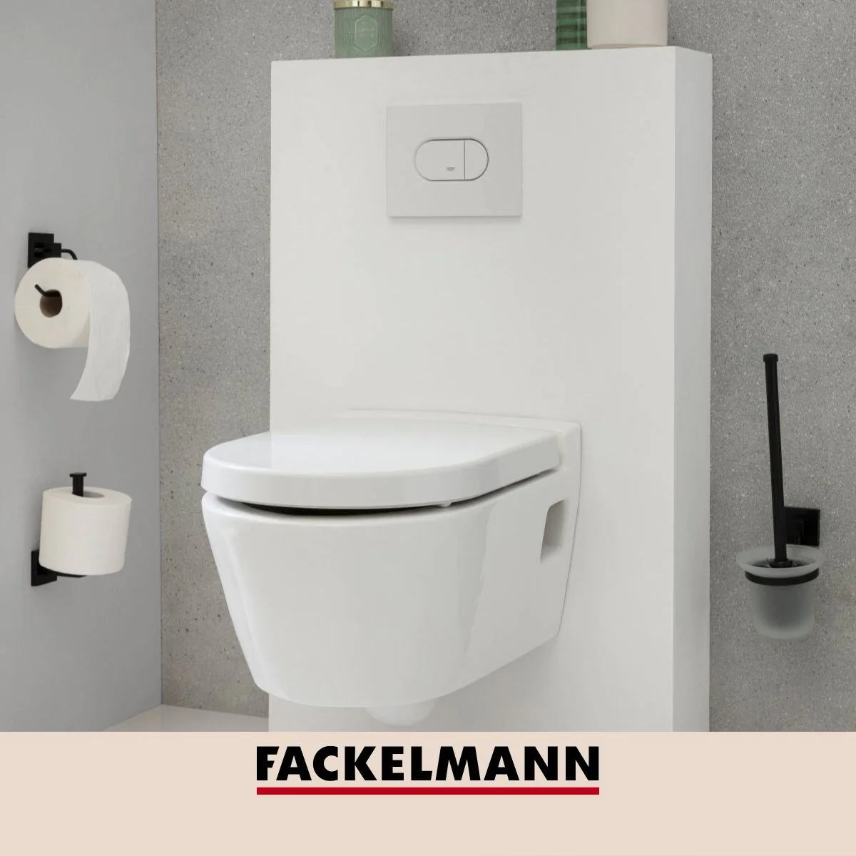 Support papier toilette mural vertical noir mat New York Fackelmann