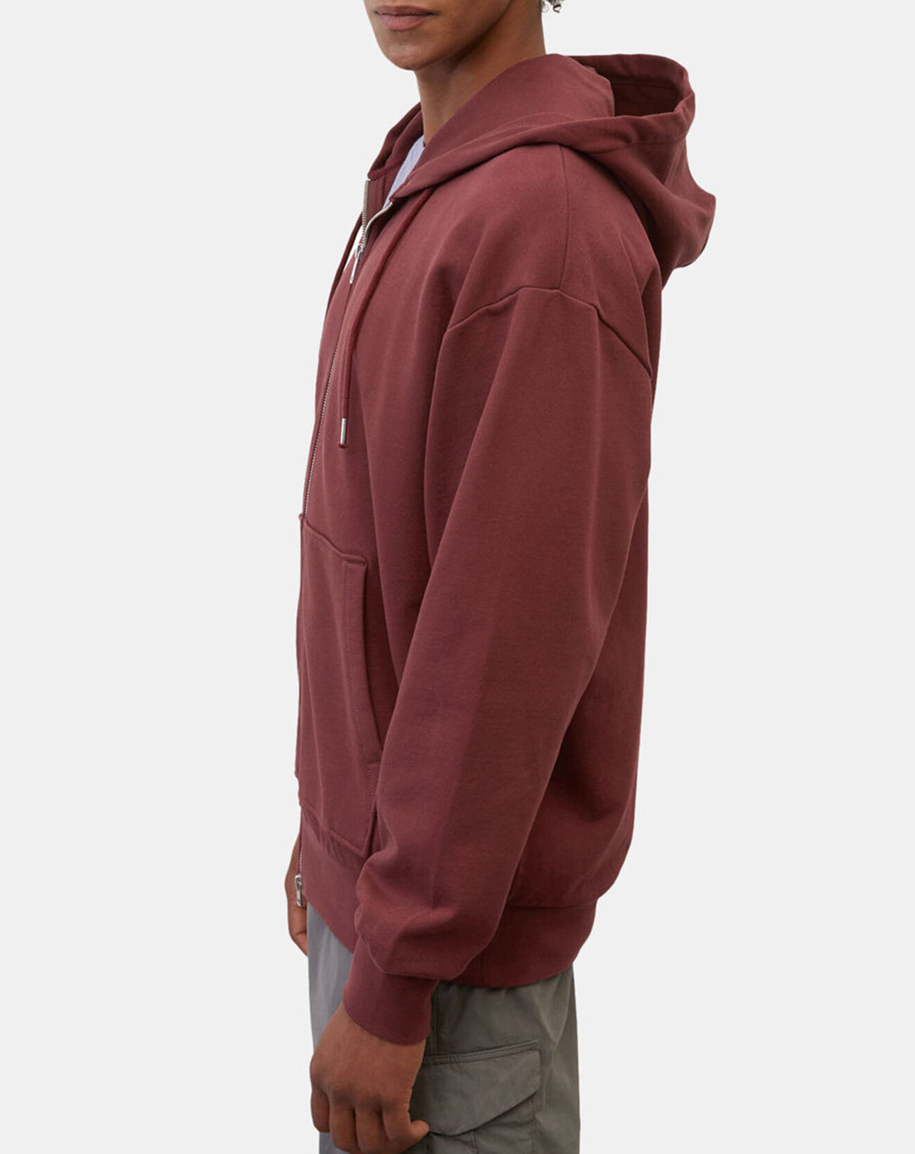 Marc O'Polo Sweat zippé à capuche 100% Coton Bio bordeaux