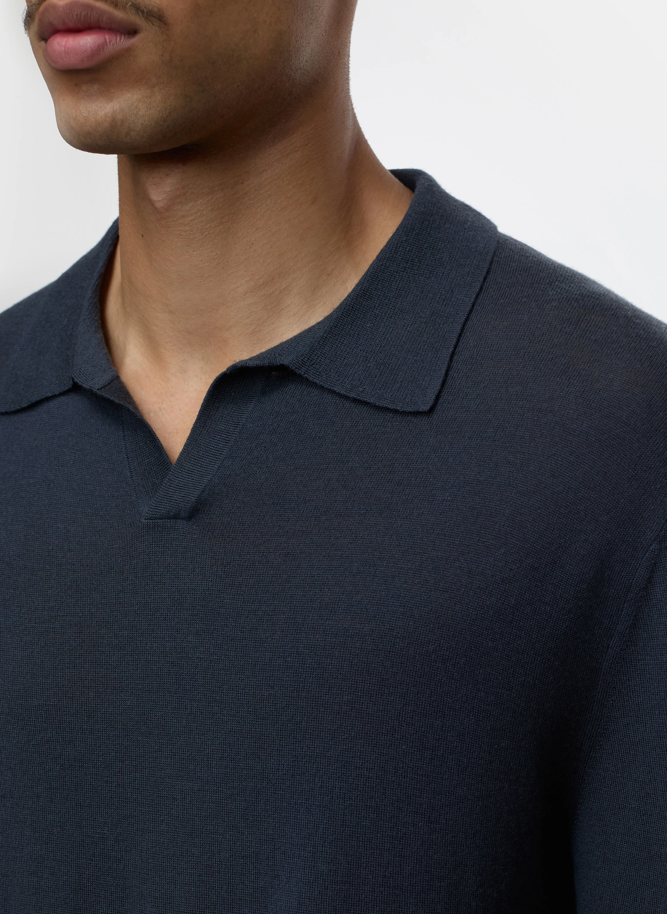 Polo manches longues en laine et cachemire | Bleu