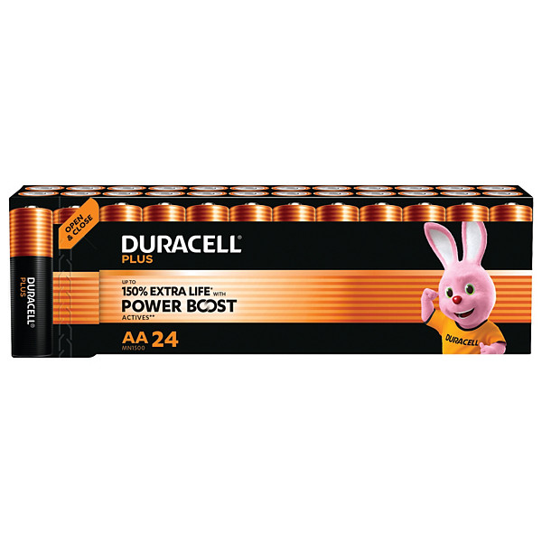 Piles alcalines Duracell Powerboost LR06 AA, lot de 24