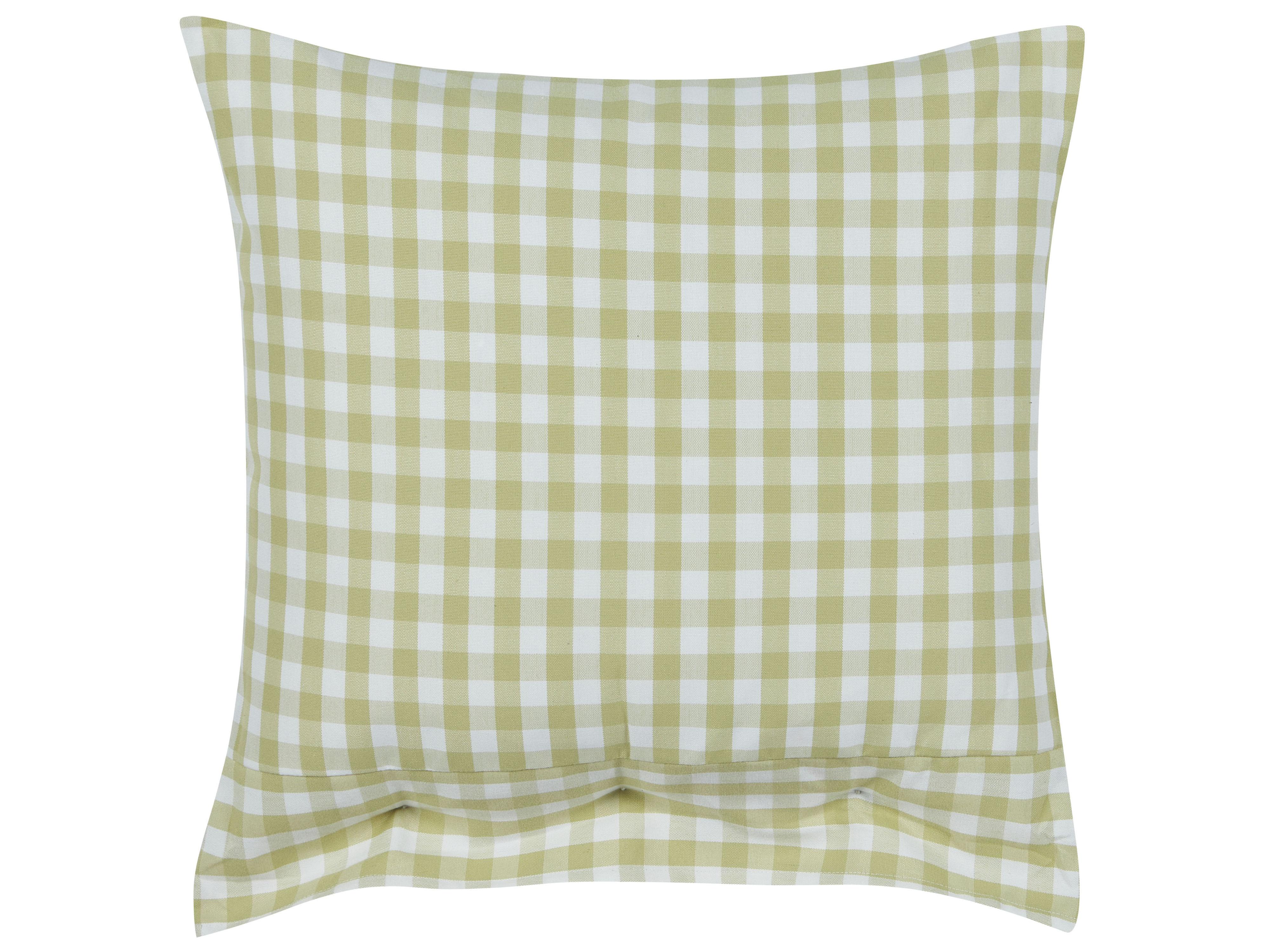 Sierkussen TALYA 45 x 45 cm Olijfgroen geblokt patroon
