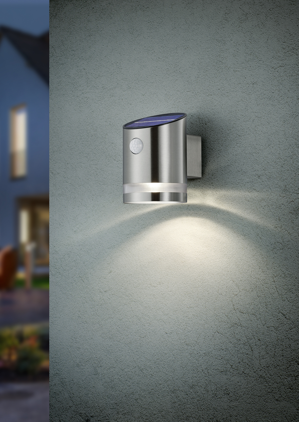 LED-Solar-Wandleuchte - Nickel matt - Bewegungsmelder