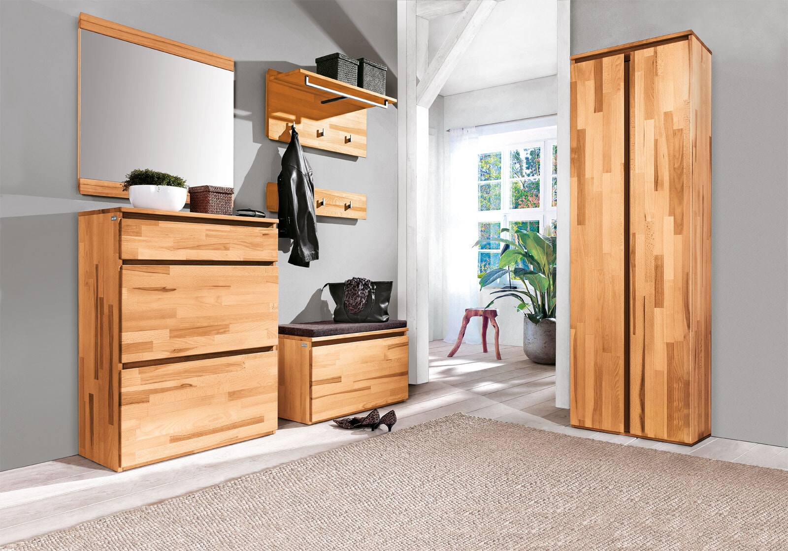 VALMONDO Schuhschrank POUR 80 x 107 cm Kernbuche massiv