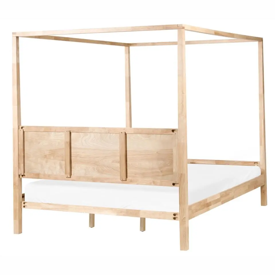 HAUTERIVES - Hemelbed - Lichtbruin - 180 x 200 cm - Rubberhout