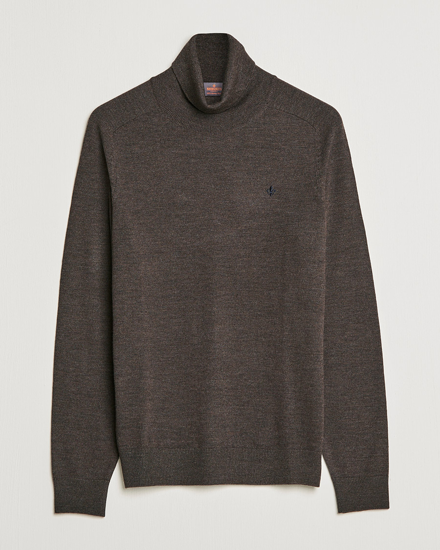 Morris Merino Rollneck Dark Brown Melange