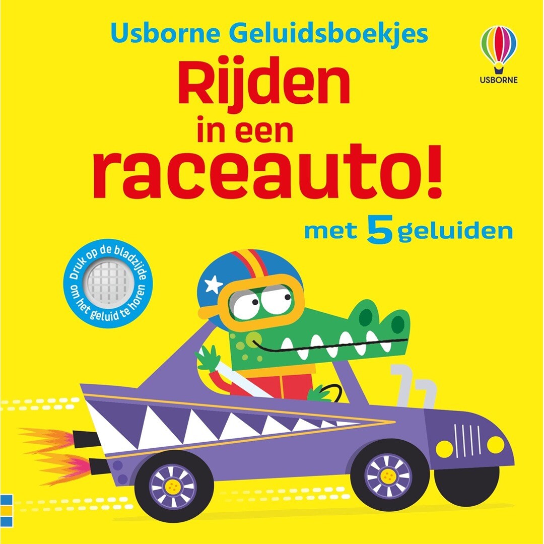 Uitgeverij usborne geluidenboek rijden in een raceauto!