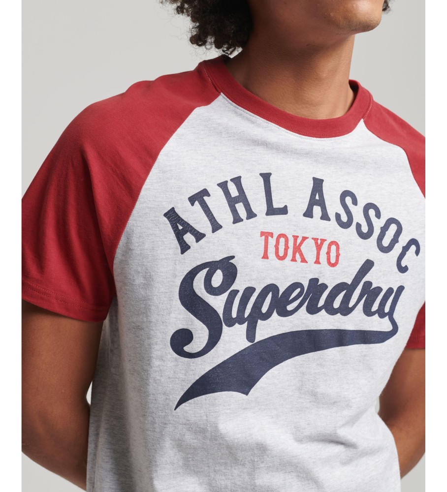 Camiseta raglan Superdry Vintage Home Run, cinza