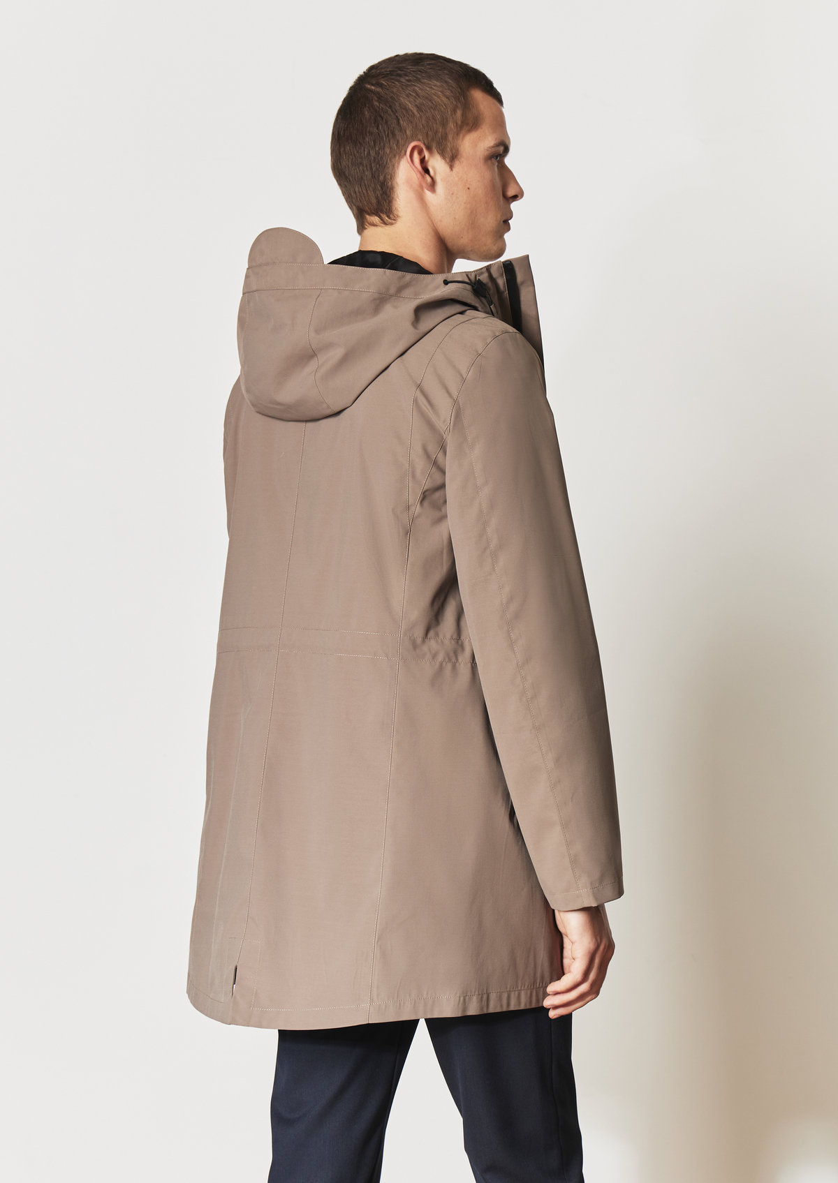 Parka légère unie taupe à capuche