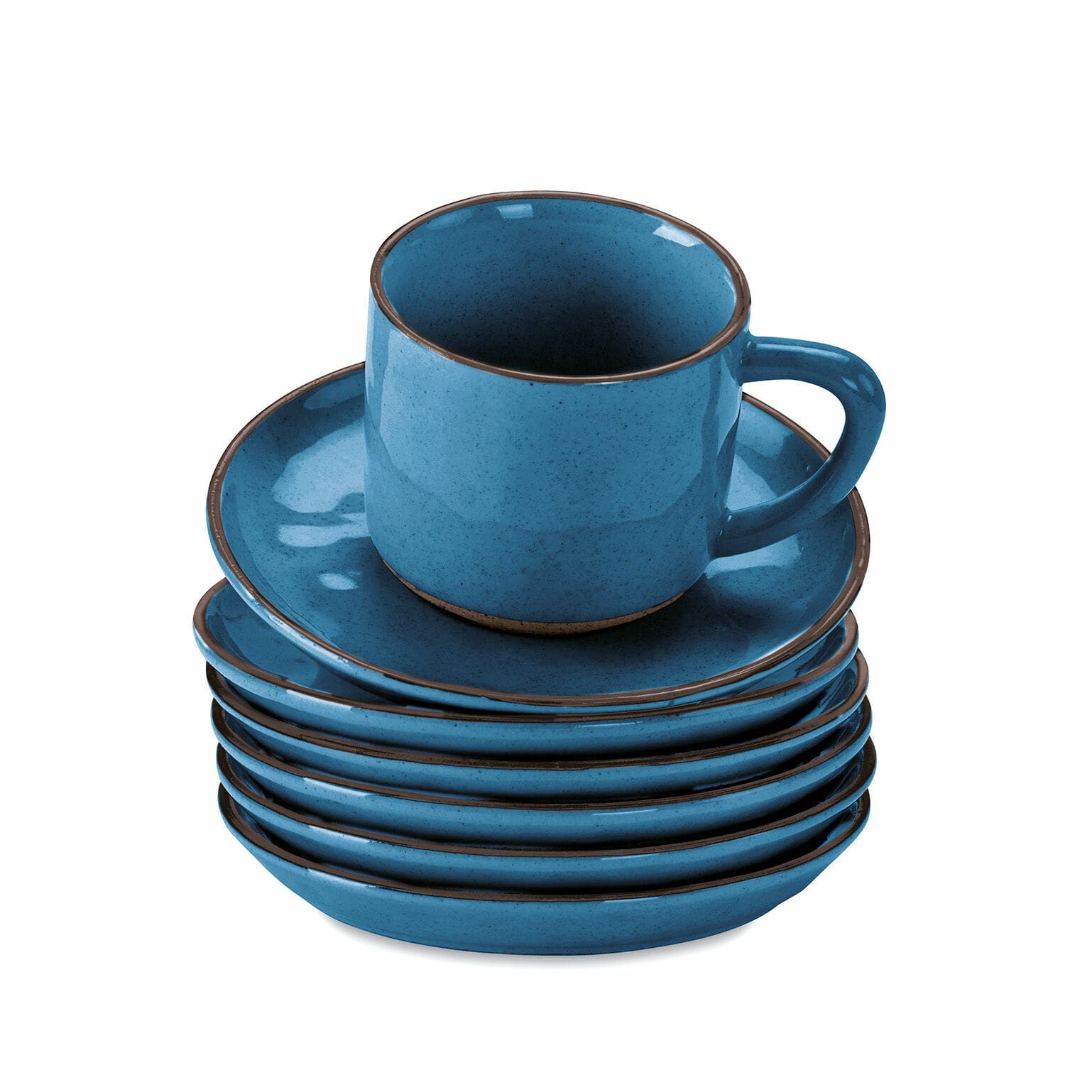Tasse mit Untertasse 6er Set Biarré blau