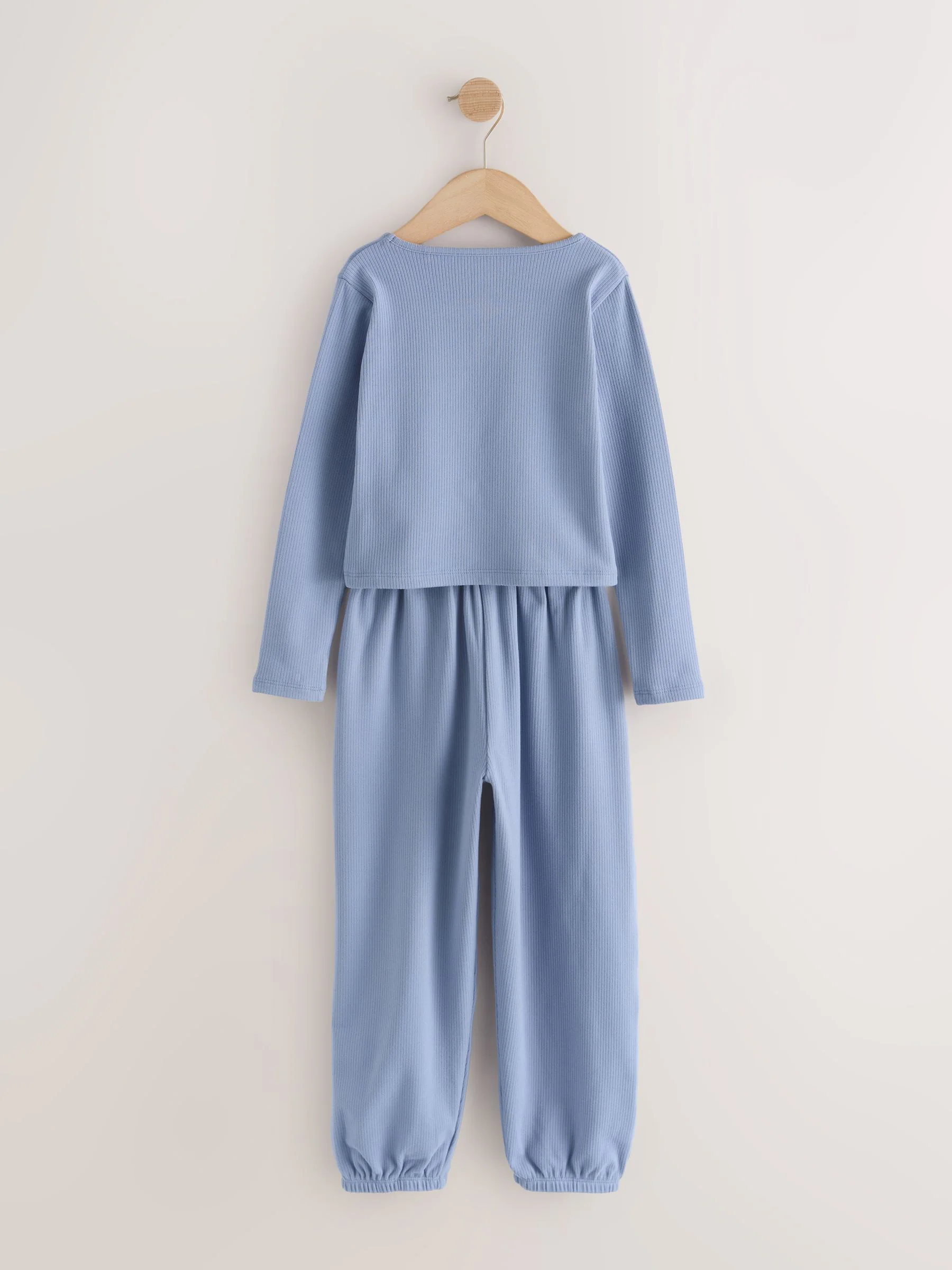 Blauw geribbeld - Behaaglijke joggingpyjama (3-16jr)