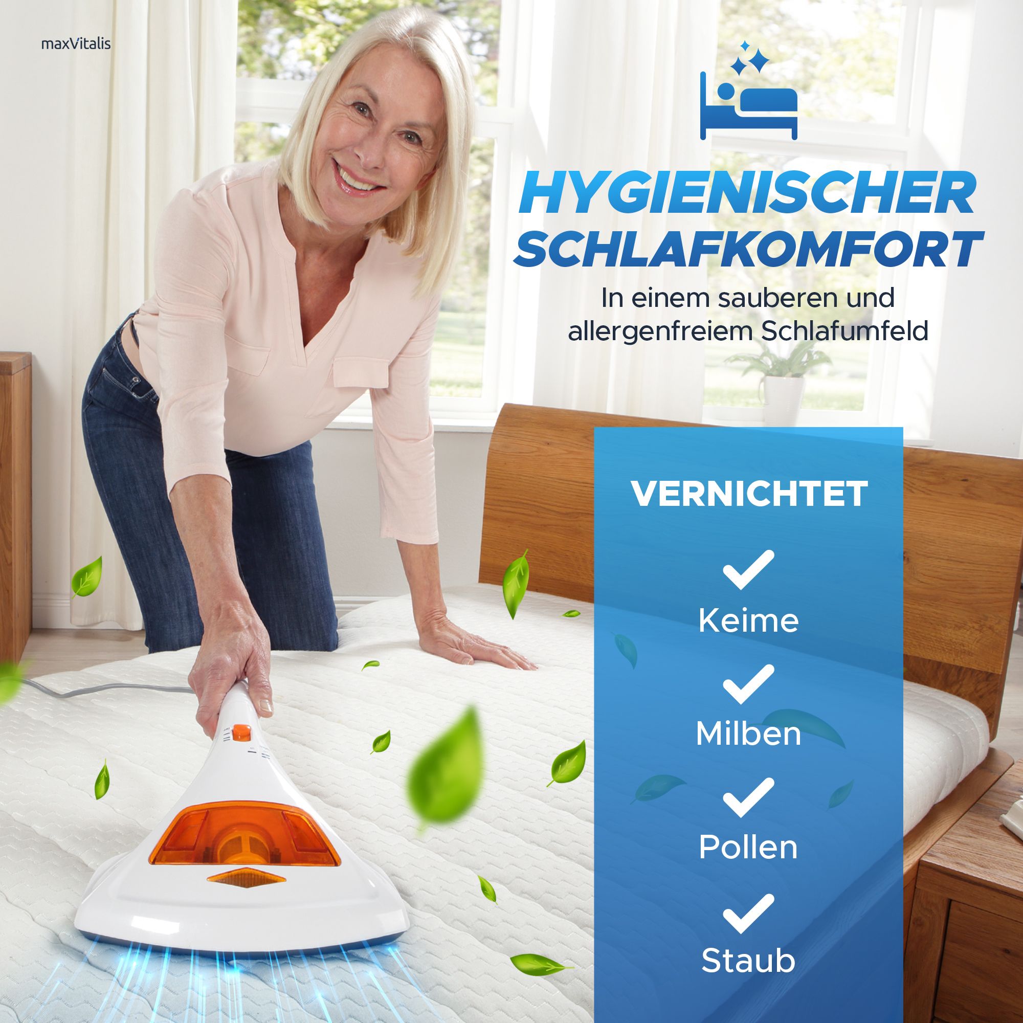 aktimeo Milben-Handstaubsauger mit UV-C Licht