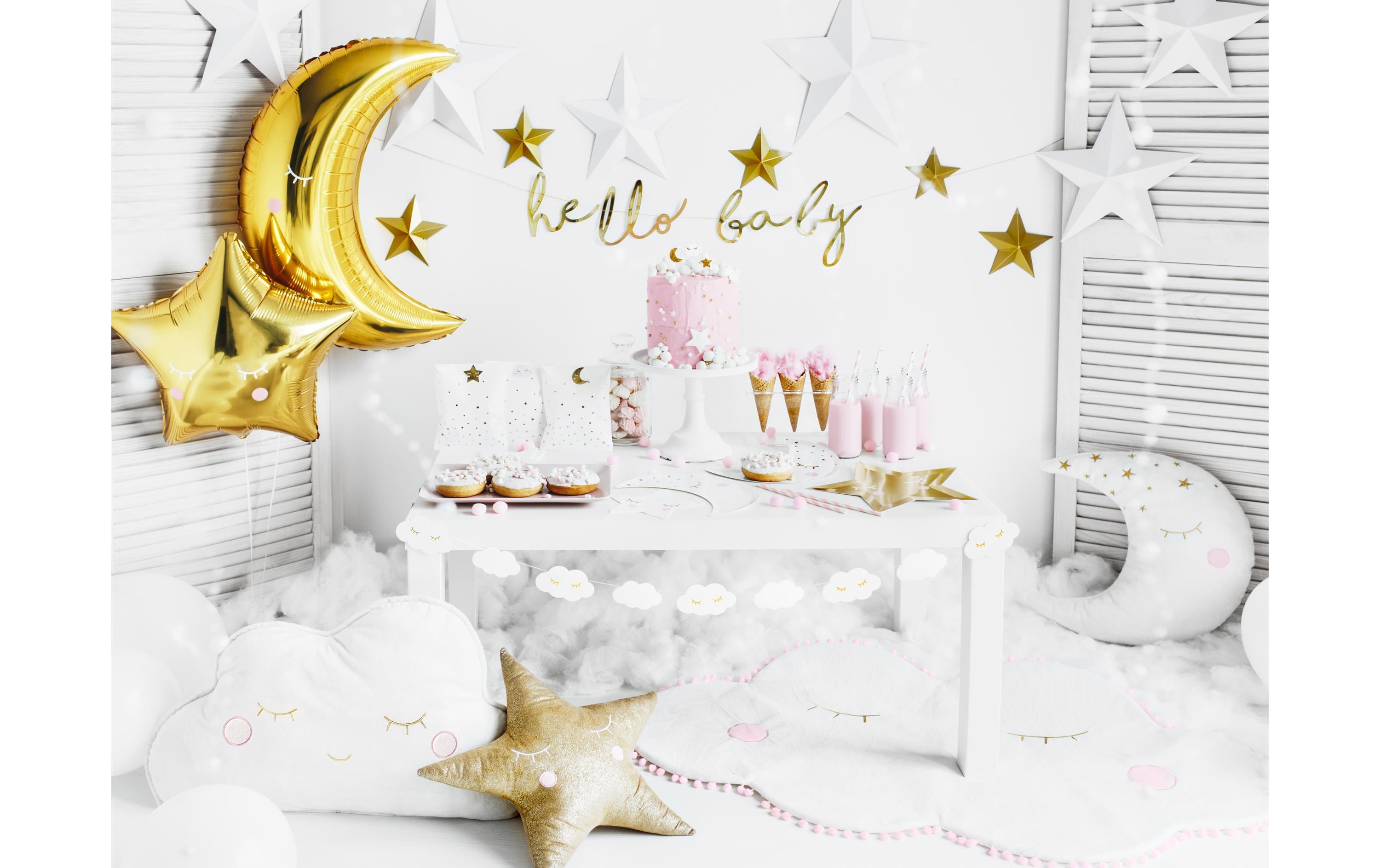 Girlande Hello Baby 0.7 m, GoldSchriftzug für Babyshower