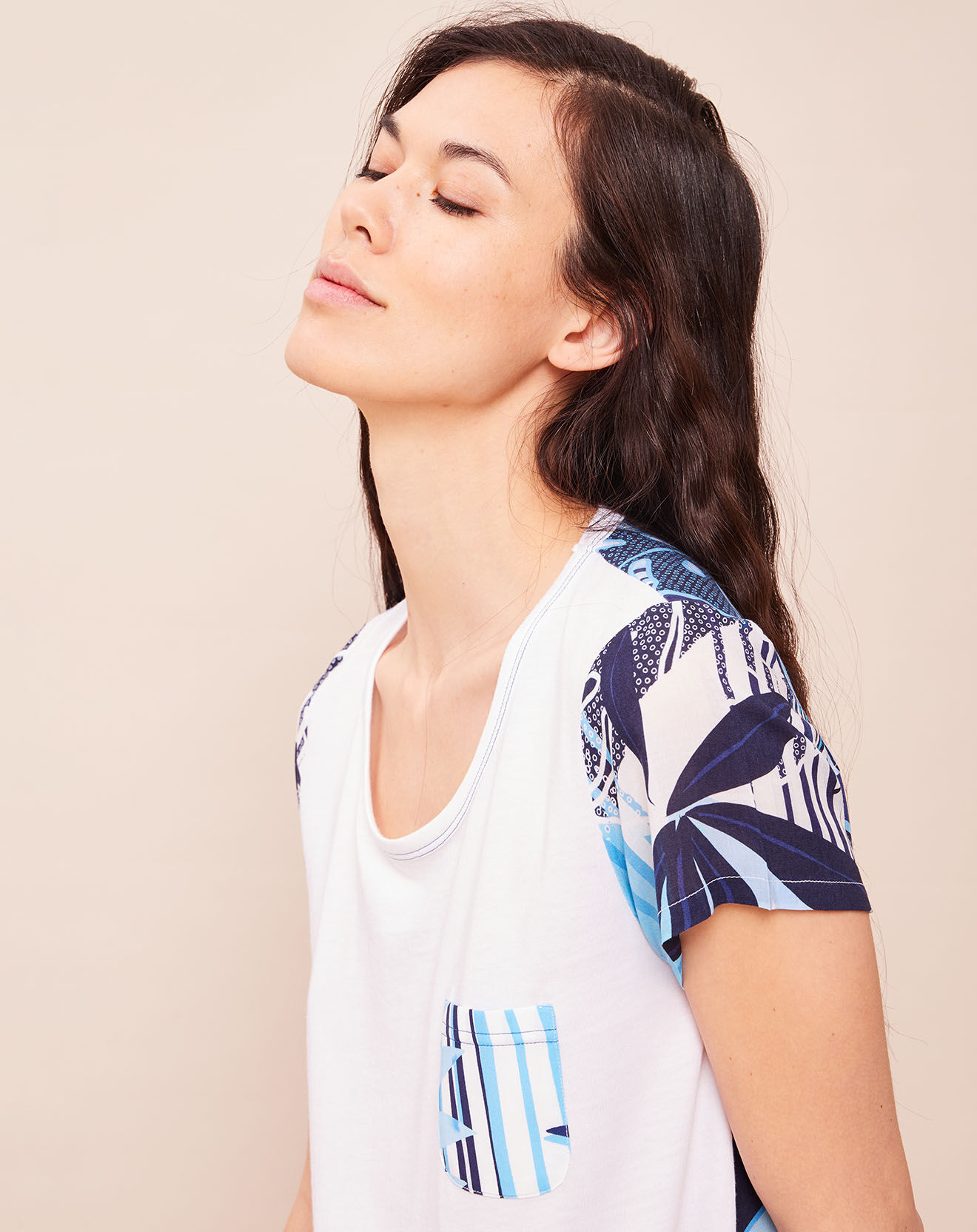 Le Chat T-Shirt Paradise blanc/bleu