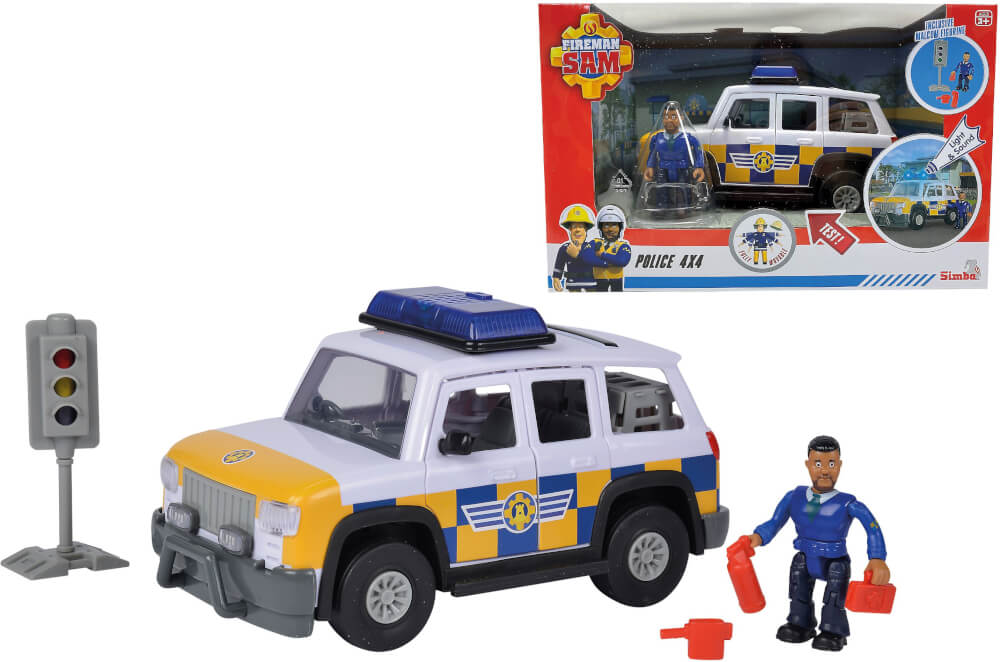 Simba Feuerwehrmann Sam Polizeiauto 4x4 mit Figur