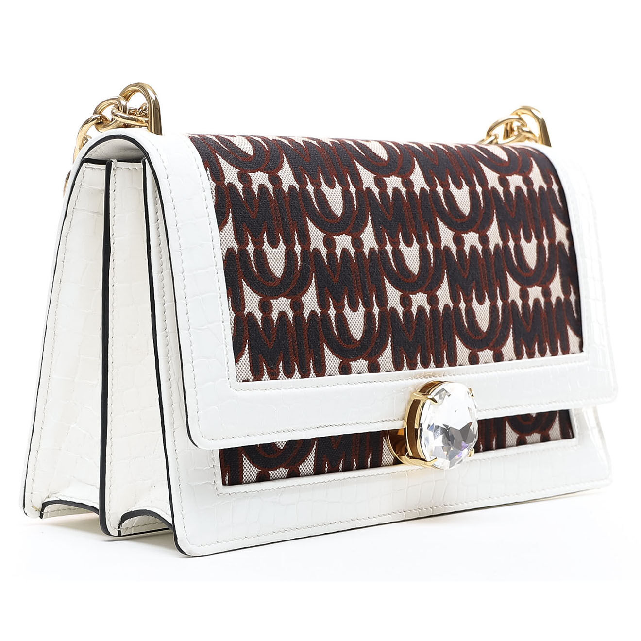 Miu miu Sac bandoulière en Toile & Cuir verni Monogramme multicolore/blanc - Très bon état - Longueur 26 cm