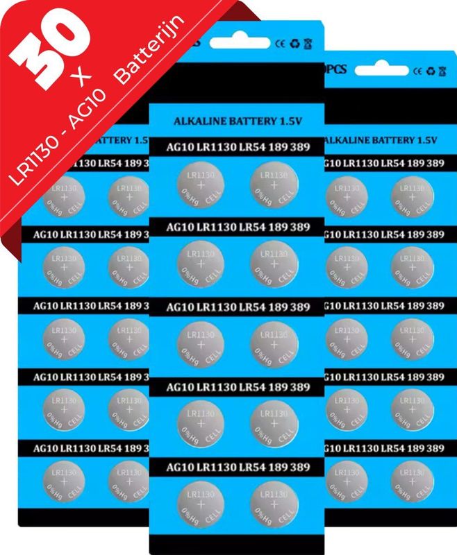 Maxenza - LR1130 - Knoopcelbatterij - 30 Stuks - AG10 - Voordeelbundel